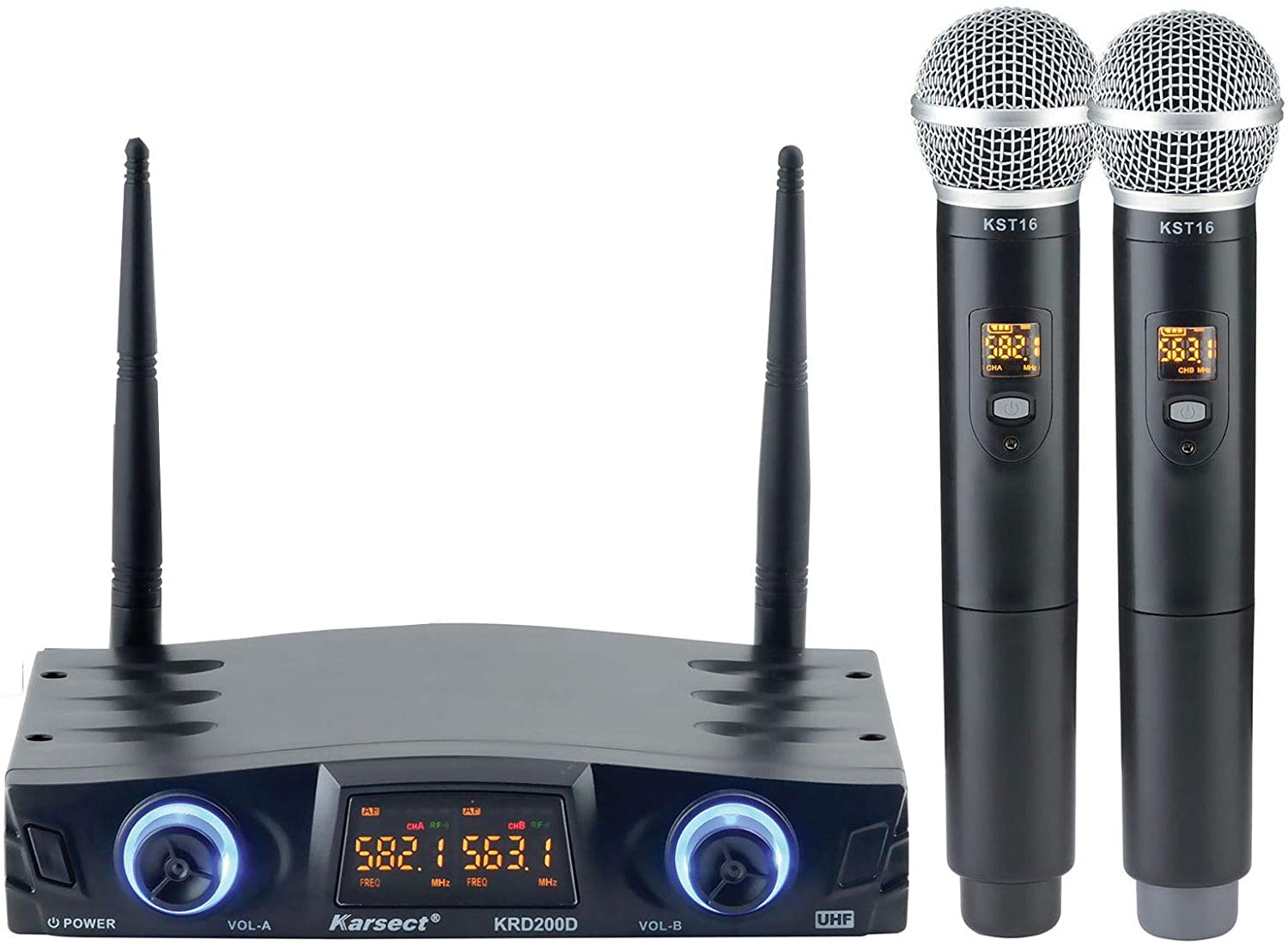 Microfone Sem Fio Duplo Karsect KRD200M UHF Mao