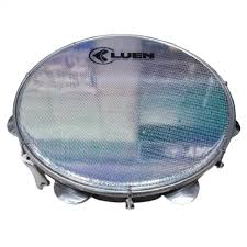 Pandeiro Luen 10 Formica Branco Pele Holografica Prata 40033BR/PR Afinaçao Dupla