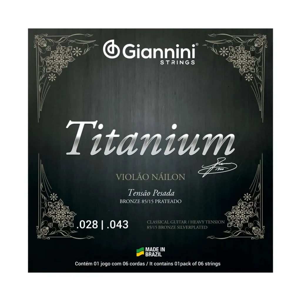[26596] Encordoamento Violao Nylon Giannini Titanium GENWTA Cobre Prateado Pesada