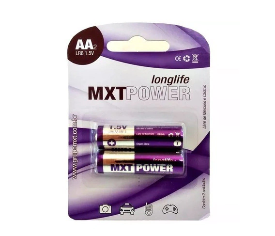 Pilha MXT AA Alcalina 1,5V Lr06 Cartela Com 2 28.17.70