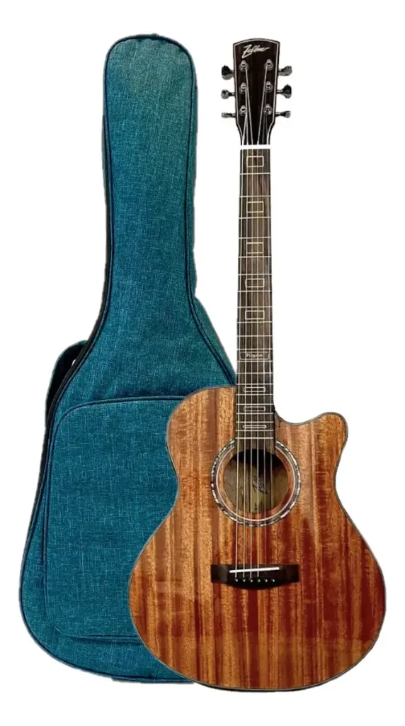 [26645] Violao Zellmer Pilgrim Compact Cutaway Eletroacustico Aço Mahogany Brilhante Afinador Com Capa