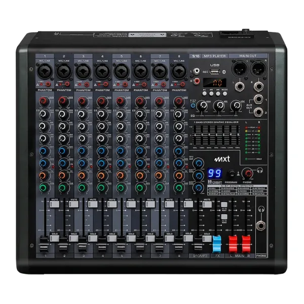 Mesa de Som MXT MX-Solo2UX9 9 Canais 2AUX USB Bluetooth Phanton Power