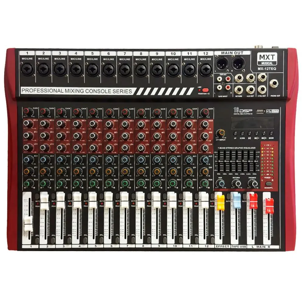 [26652] Mesa de Som MXT MX-12TEQ 12 Canais USB Player Bluetooth Phanton Power Efeitos