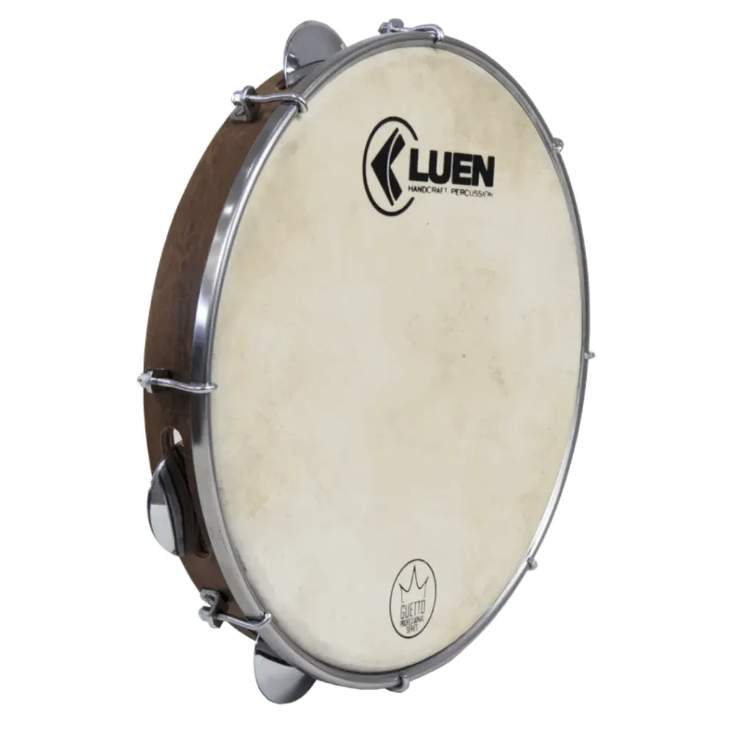 [26656] Pandeiro Luen 10 Formica Imbuia Pele Animal Guetto Afinaçao Simples