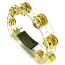 Pandeirola Meia Lua Torelli TP329 Policarbonato Cristal Platinelas Douradas