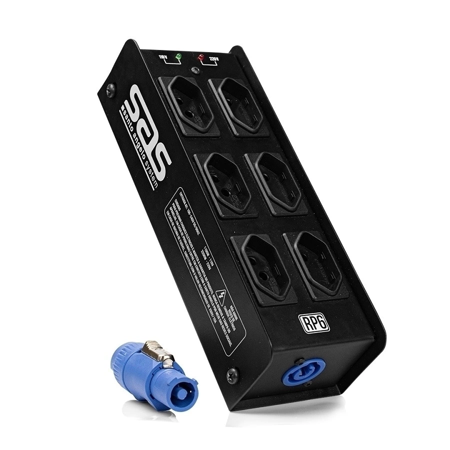 [26727] Regua de Tomada Palco Santo Angelo RP6 6 Tomadas Preto