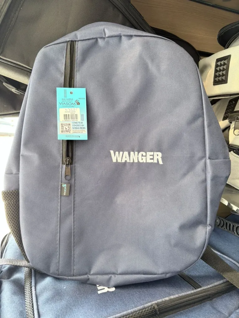 [26754] Mochila Viasom Simples 1380 Azul Marinho Nylon Com Logo Wanger