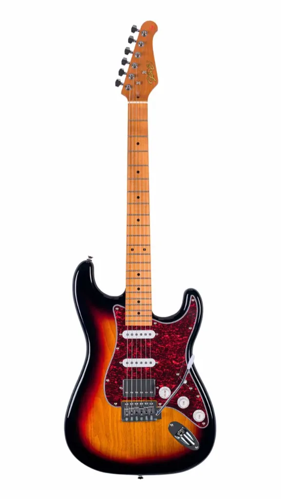 [26769] Guitarra Seizi Fun Vintage Budokan HSS Superstrato Sunburst Brilhante Superstrato Com Bag