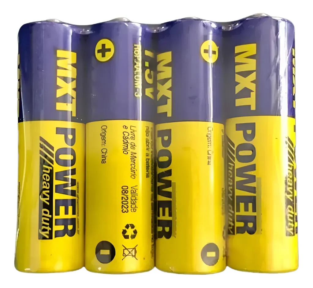 Pilha MXT AAA Zinco 1,5V Heavy Duty R03P Cartela Com 4