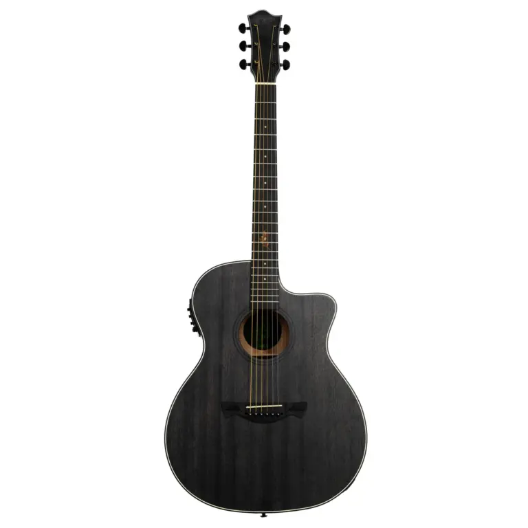 [26785] Violao Tagima Cacau Santos OG-33 Folk Cutaway Eletroacustico Aço Okoume Preto Afinador