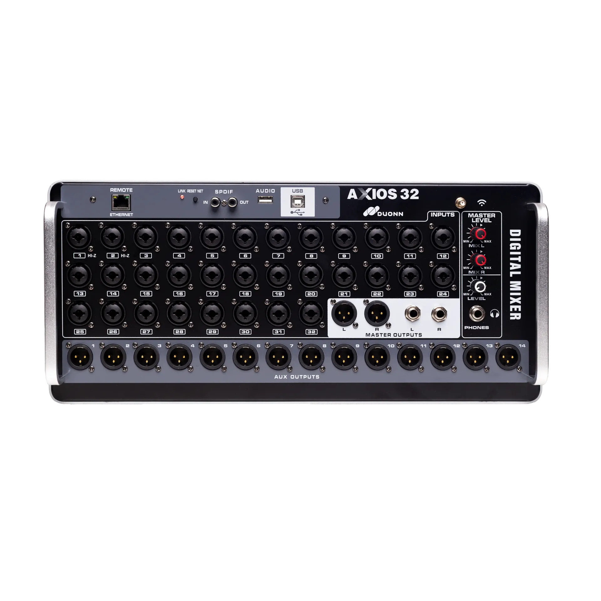 [26799] Mesa de Som Digital Duonn AXIOS32 32 Canais Pre Amplificadores 14 Aux RTA USB Phanton Power
