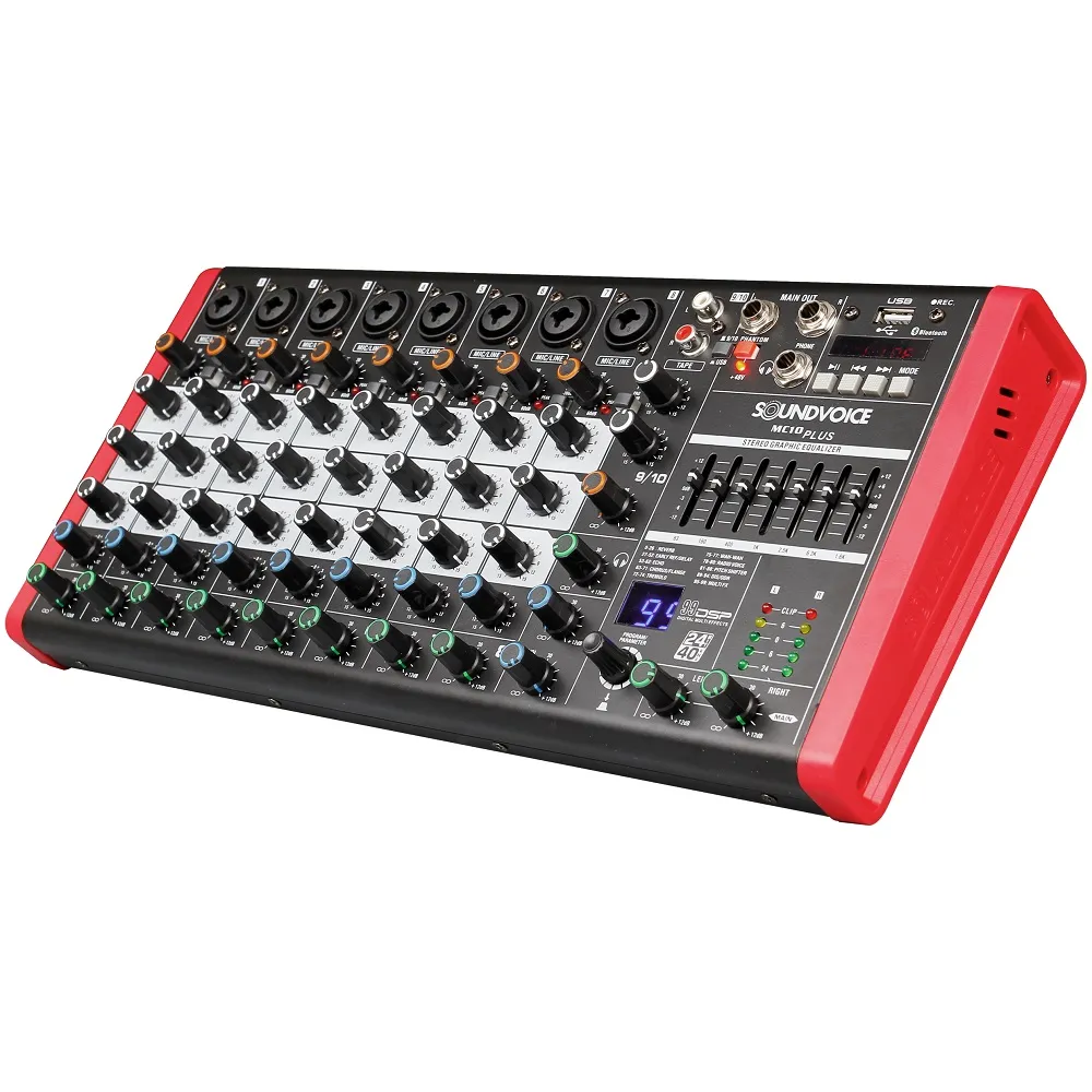 Mesa de Som SoundVoice MC10 Plus EUX 10 Canais Interface USB Bluetooth Phantom Power Efeitos
