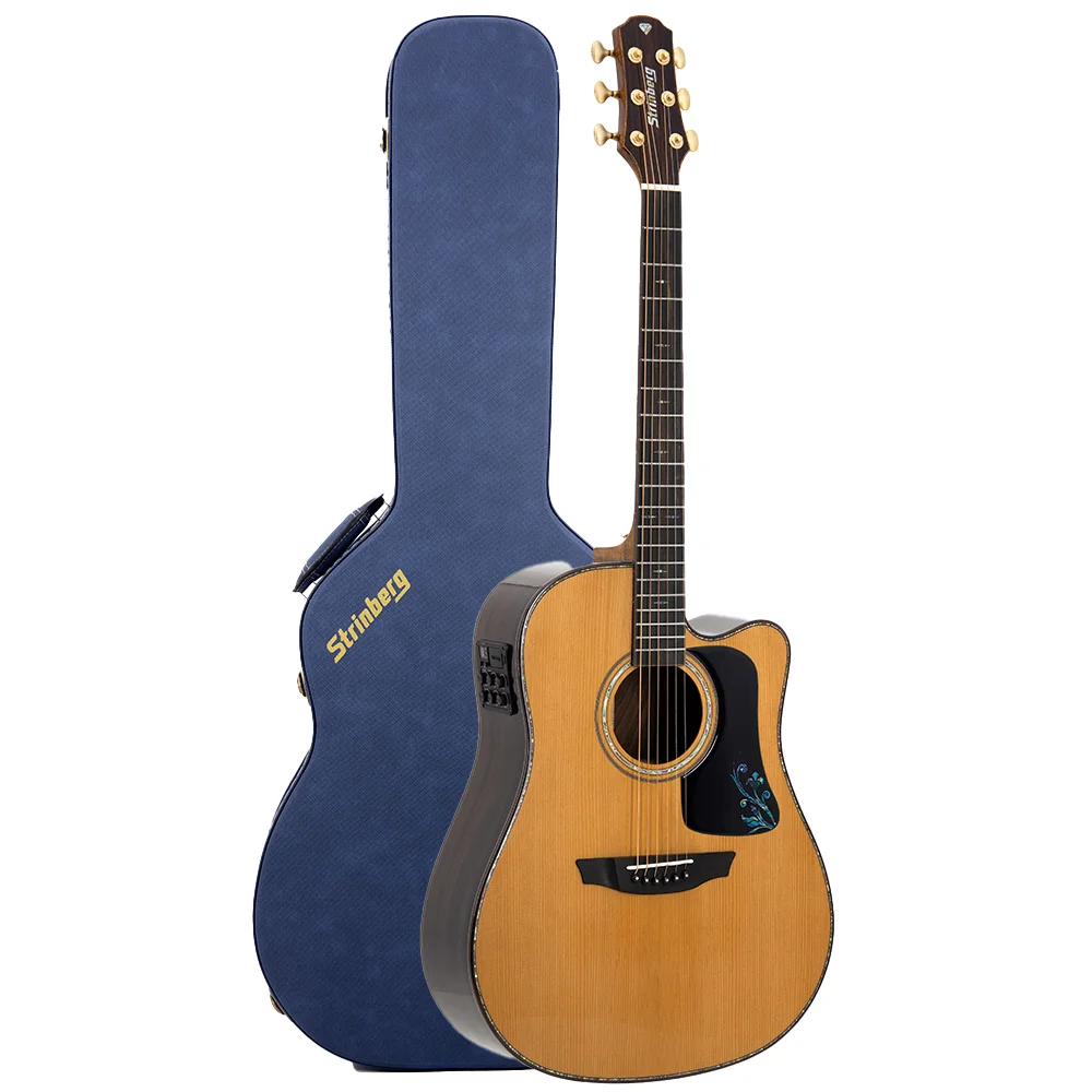 [26942] Violao Strinberg DD6S RT N Diamond Folk Cutaway Eletroacustico Aço Natural Brilhante Tampo Maciço Afinador Com Case