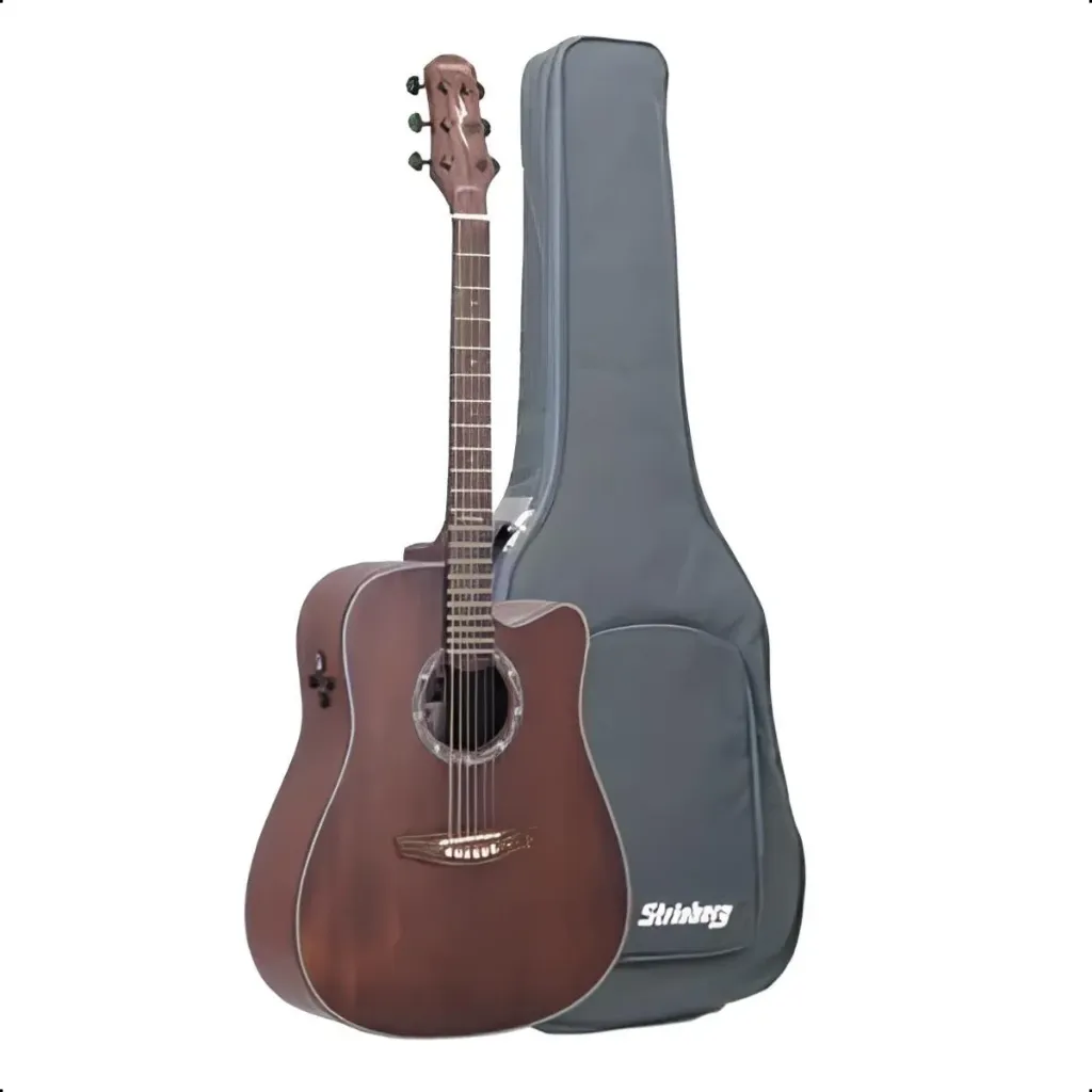 Violao Strinberg LE50C SMS London Folk Cutaway Eletroacustico Aço Smoked Satin (SMS) Tampo Maciço Afinador Com Bag