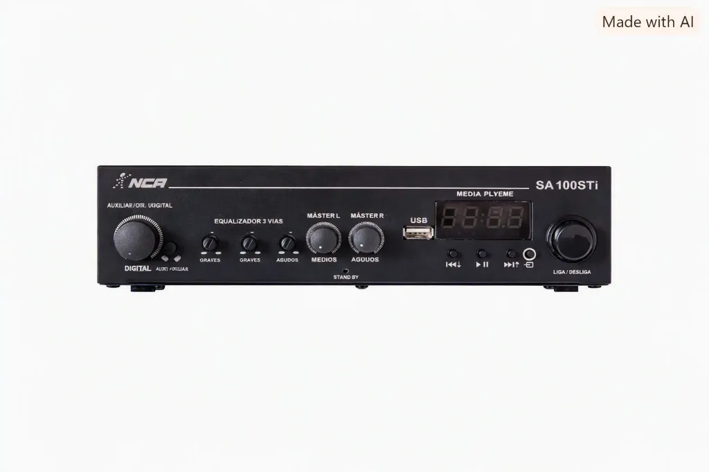 Receiver NCA SA100STI 100W 4 Ohms Optical USB Bluetooth FM Controle Remoto