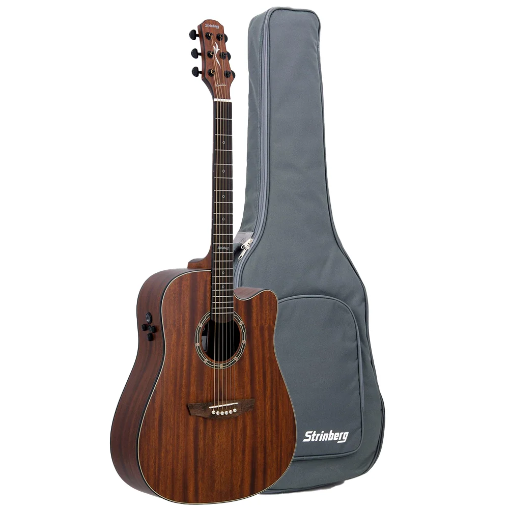 Violao Strinberg LE50C MGS London Folk Cutaway Eletroacustico Aço Mahogany Satin (MGS) Tampo Maciço Afinador Com Bag