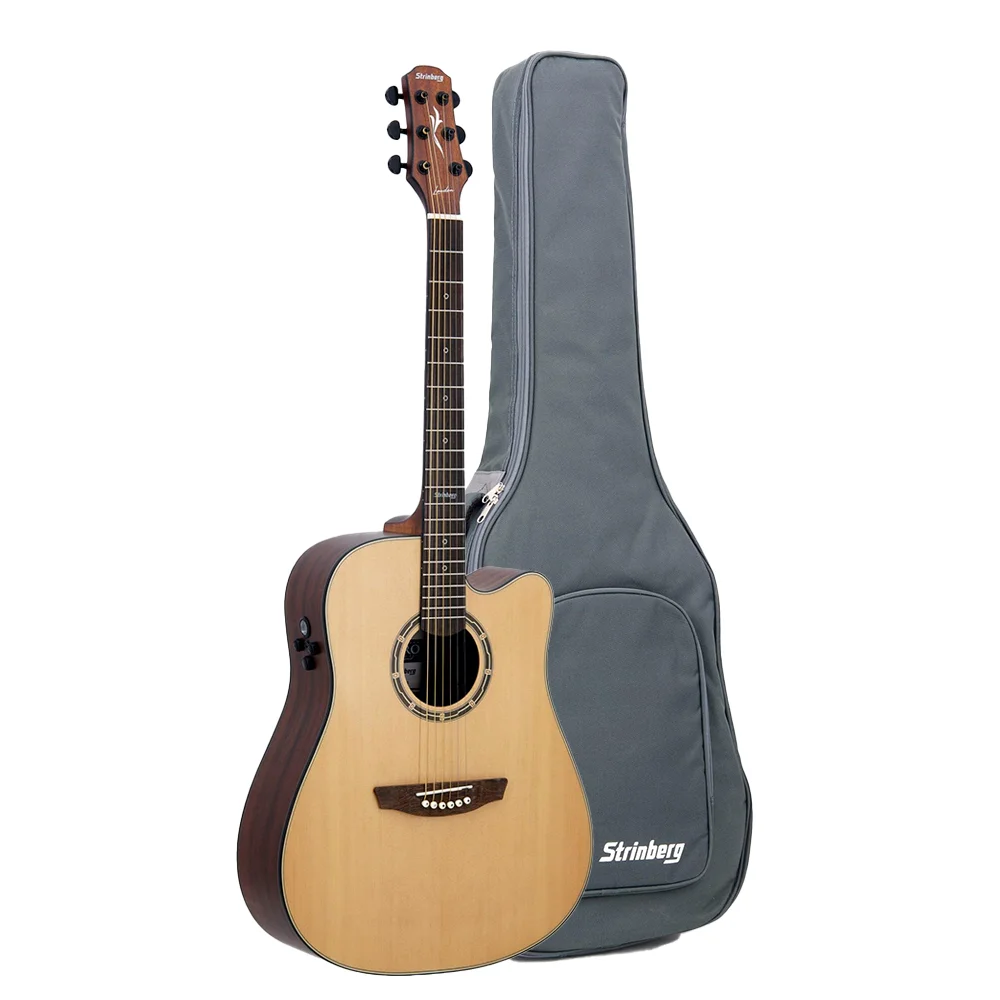 Violao Strinberg LE50C NS London Folk Cutaway Eletroacustico Aço Natural Satin (NS) Tampo Maciço Afinador Com Bag