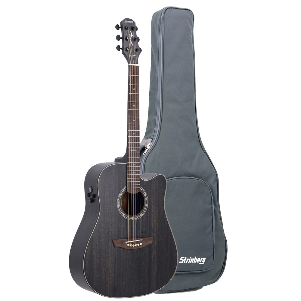 Violao Strinberg LE50C TOS London Folk Cutaway Eletroacustico Aço Tobacco Satin (TOS) Tampo Maciço Afinador Com Bag