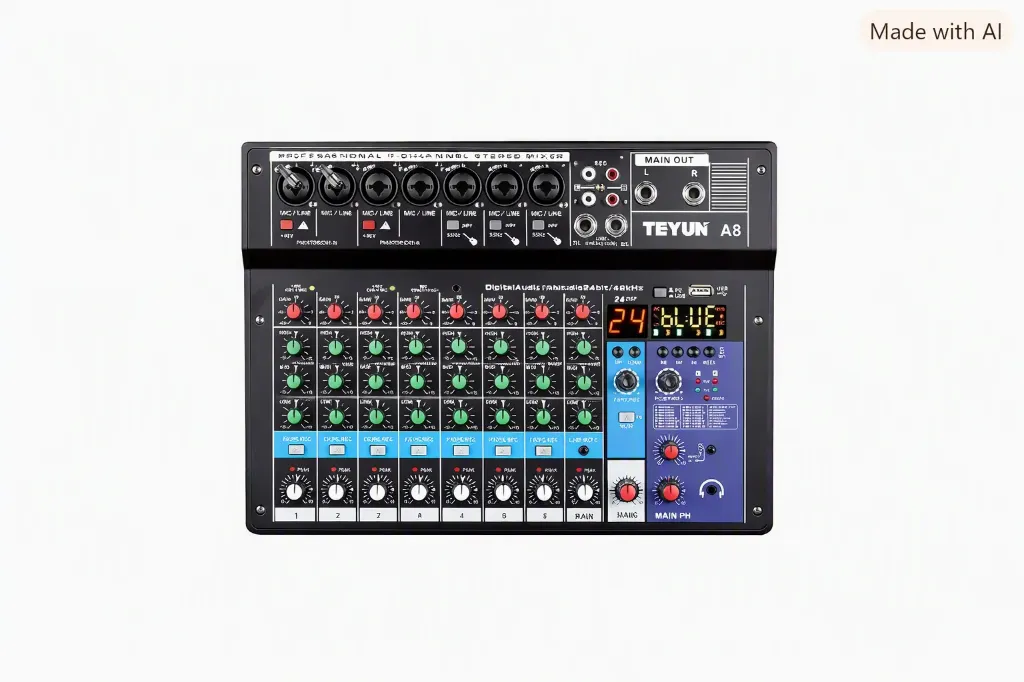 Mesa de Som MXT MX-8ABR 8 Canais USB Bluetooth Phantom Power Efeitos