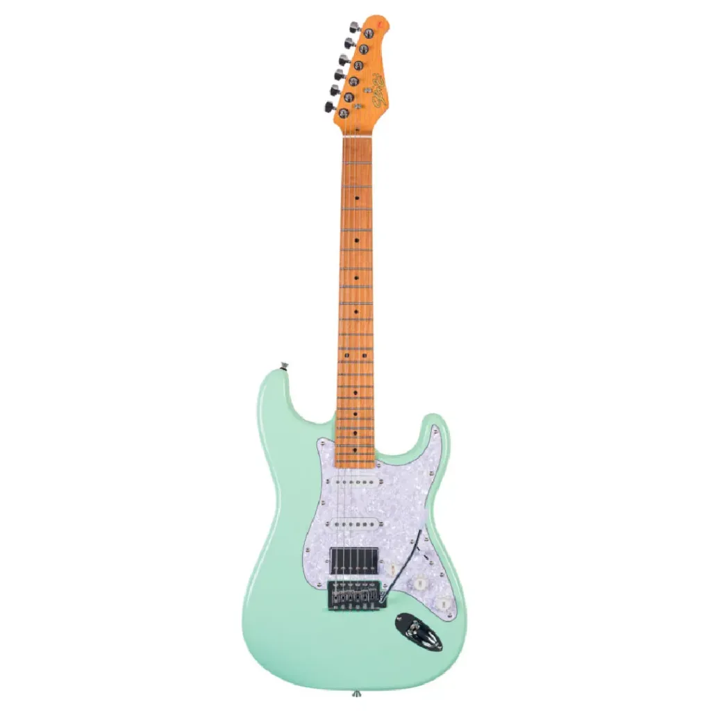 [27076] Guitarra Seizi Fun Vintage Budokan HSS Superstrato Surf Green Verde Com Bag