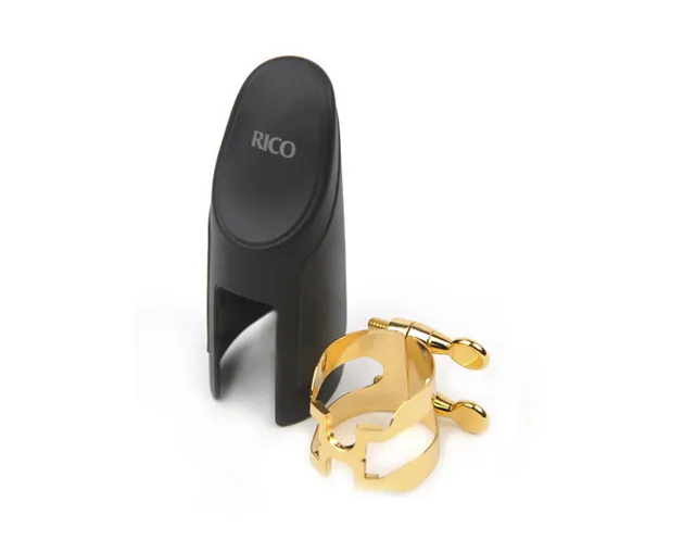 Abraçadeira Sax Alto Rico Dourada Com Capa de Boquilha Rico 17311