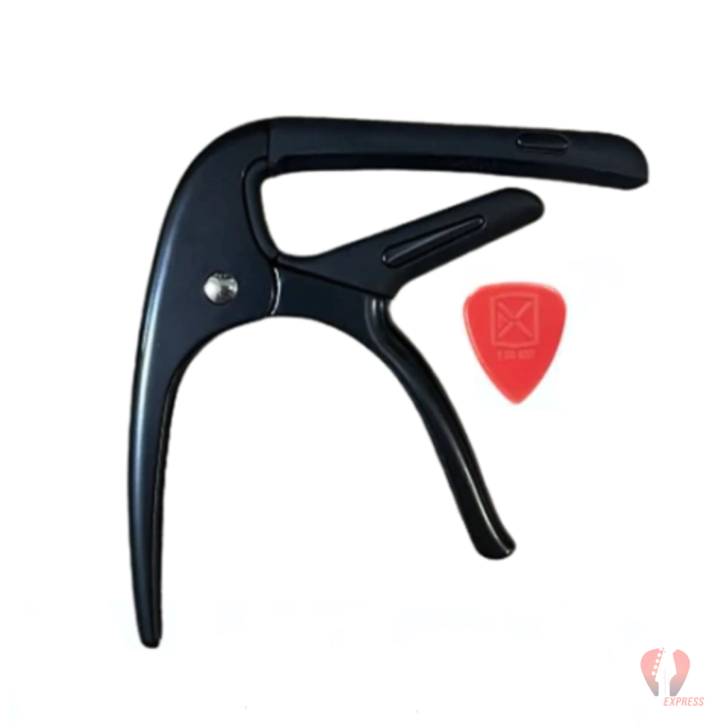 [26119] Abraçadeira Violao MXT MC-61 Aluminio Preto Com Palheta Capotraste