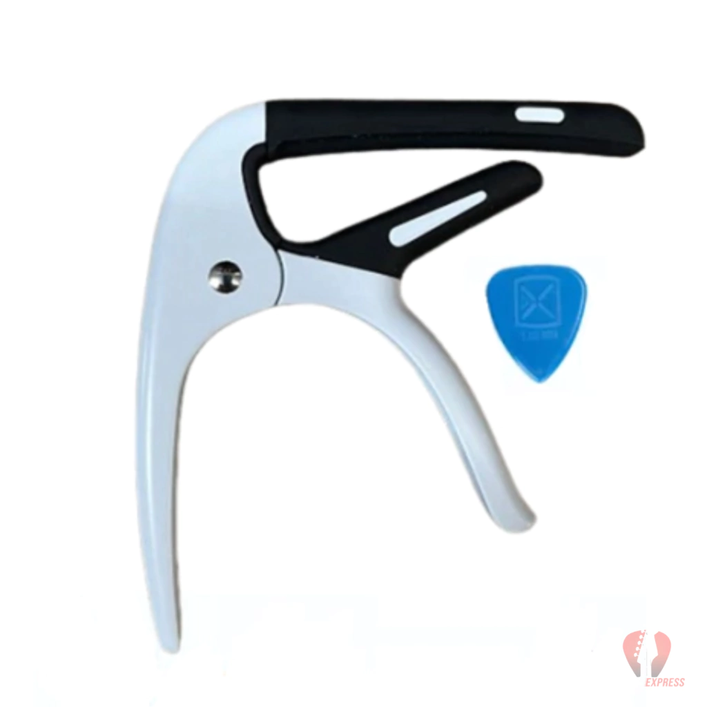 [26118] Abraçadeira Violao MXT MC-62 Aluminio Branco Com Palheta Capotraste