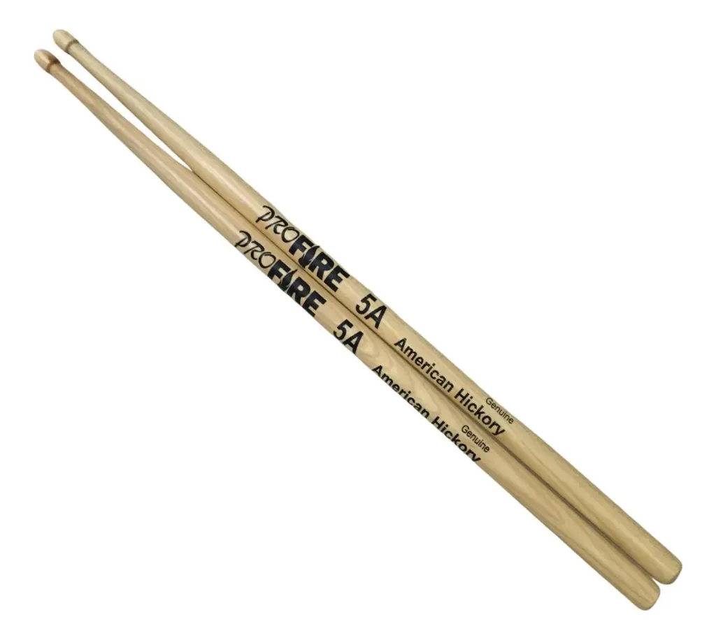 Baqueta Pro Fire 5A American Ponta de Madeira Hickory