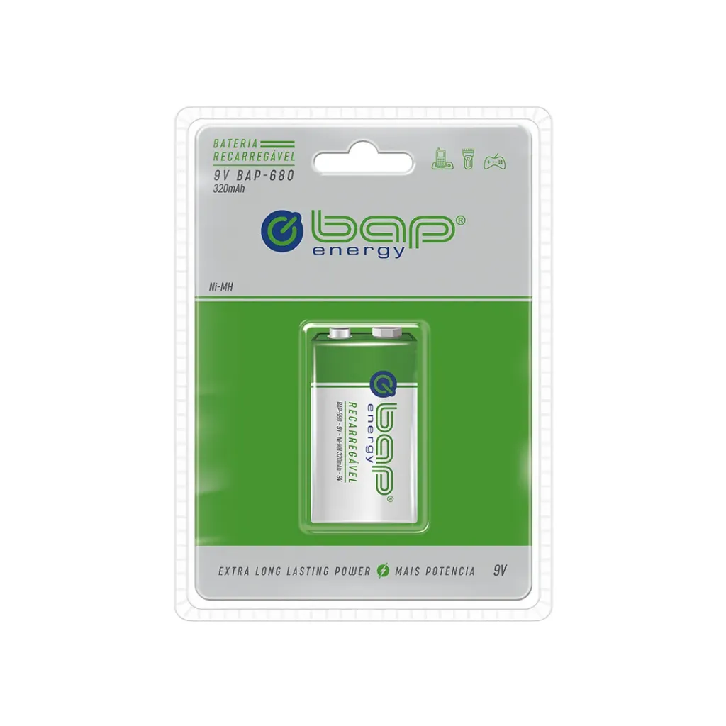 Bateria 9v Bap BAP680 Recarregavel 320mah