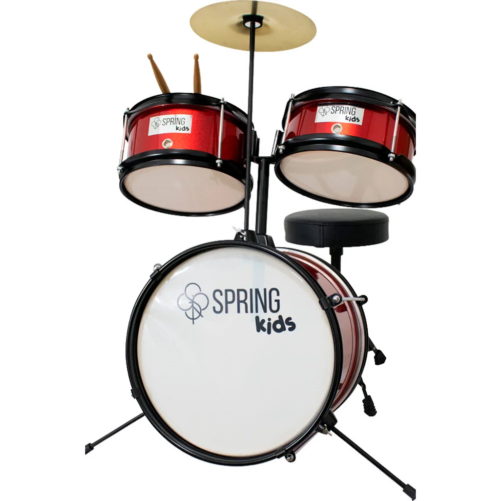 [25939] Bateria Acustica Spring Kids SPK15 Vermelha Infantil