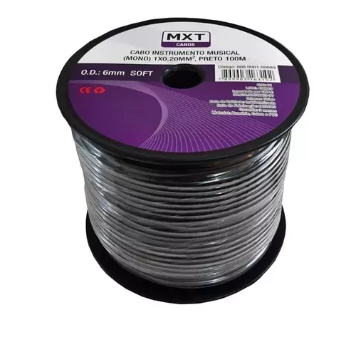 Cabo MXT 1x0,20mm Mono Bobina Preto 6mm 8.1.89