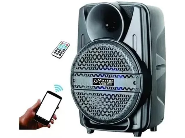 [25072] Caixa Ativa Master Voice MV-08 8P Com Bateria Bluetooth USB Cartao SD Radio FM Controle Remoto