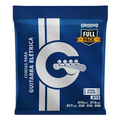 [25002] Encordoamento Guitarra Groove GFP2 010 FULL PACK 3 Cordas Extras