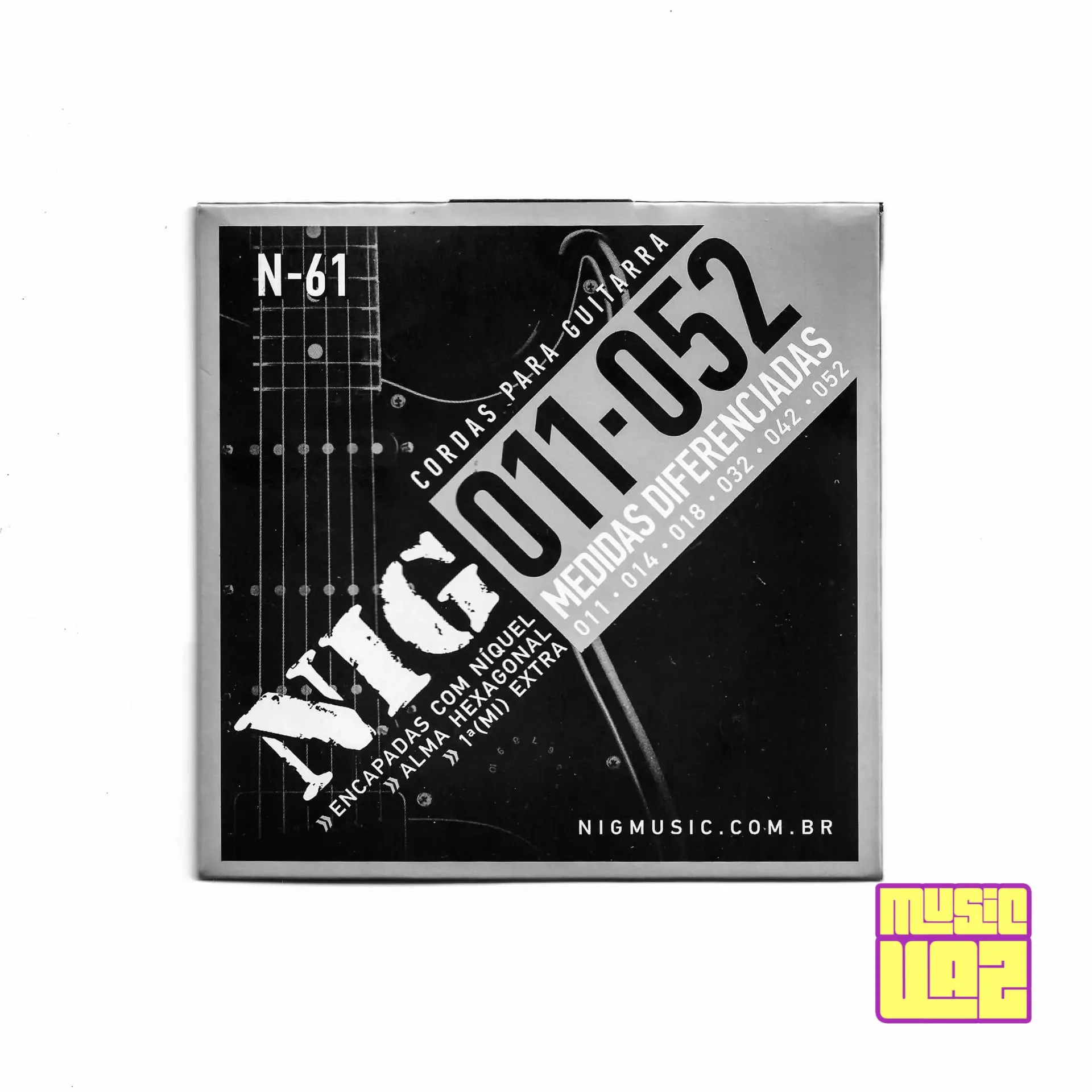 [22790] Encordoamento Guitarra Nig N-61 011 Medidas Diferentes 1ª MI Extra
