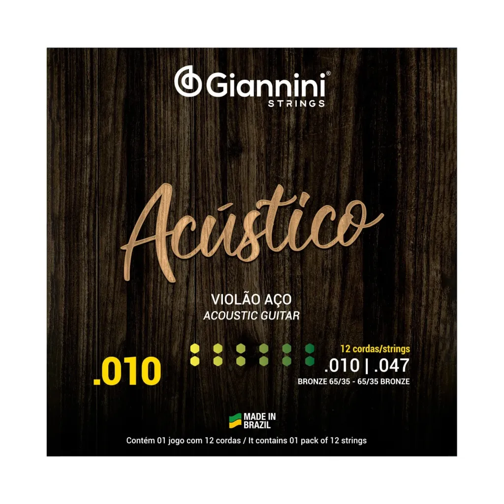 [26238] Encordoamento Violao Aço 12 Cordas Giannini Acustico GESWA12 010