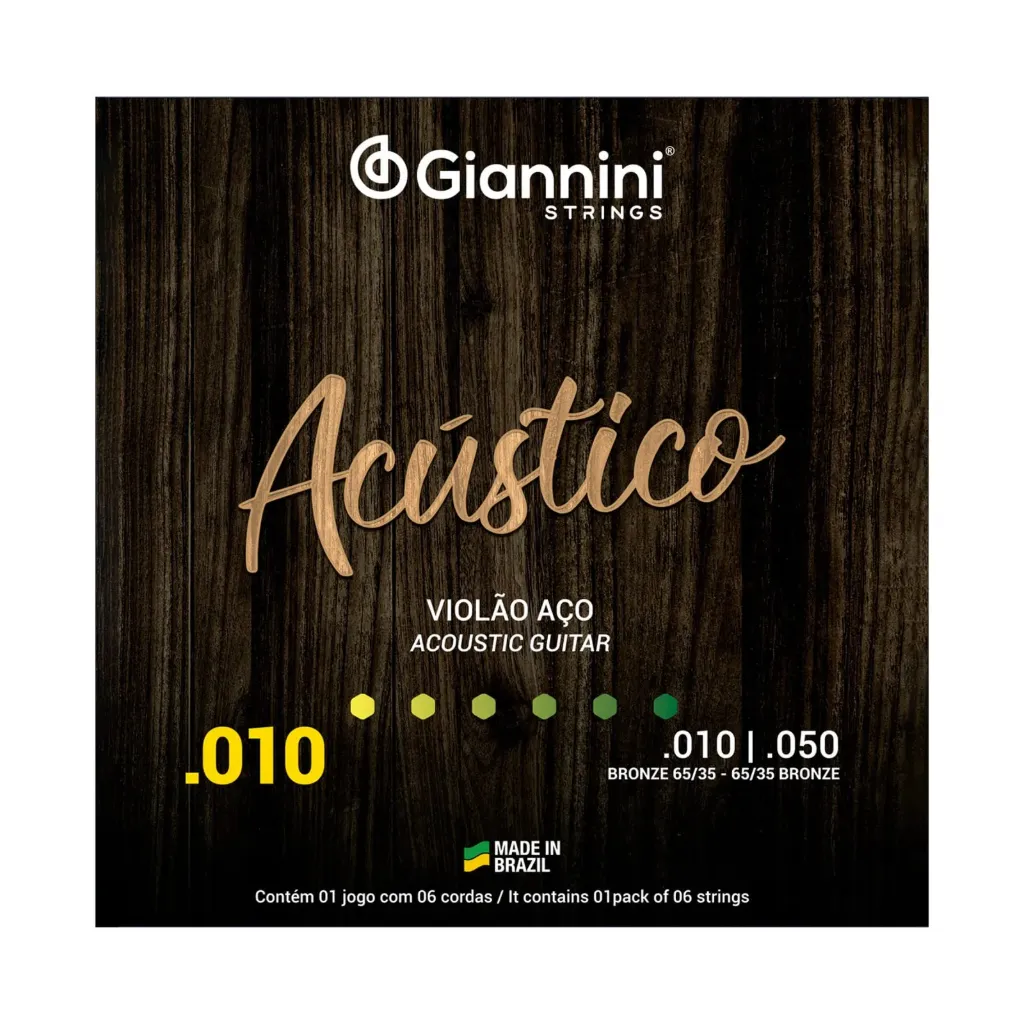 Encordoamento Violao Aço Giannini Acustico GESWAM 010