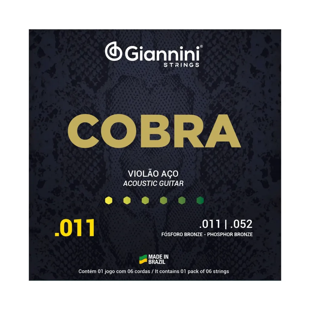 [24994] Encordoamento Violao Aço Giannini Cobra GEEFLKF 011 Fosforo Bronze