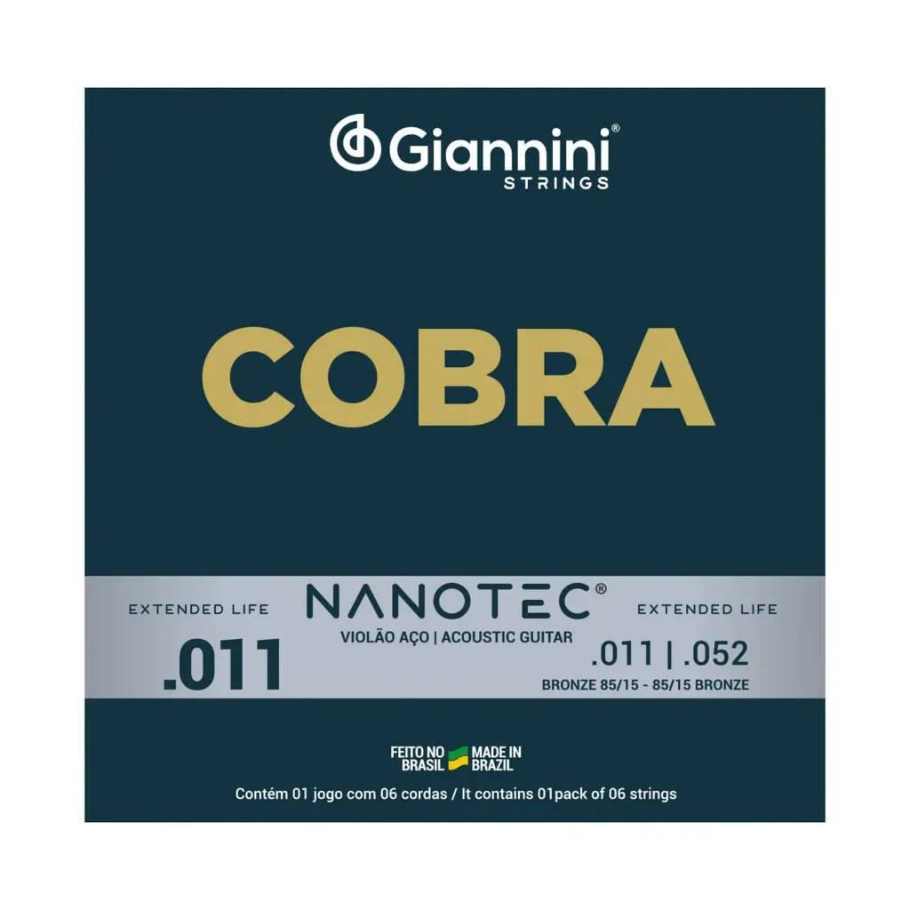 [25140] Encordoamento Violao Aço Giannini Cobra Nanotec GEEFLK 011 Bronze