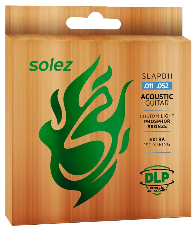 [23413] Encordoamento Violao Aço Solez SLAPB11 011 Fosforo Bronze 1º Mi Extra