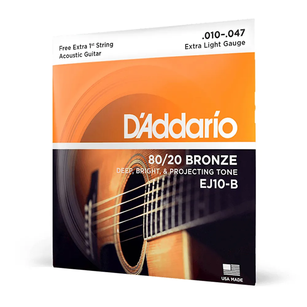 Encordoamento Violao Aço Daddario EJ10B 010 Com Corda Extra PL010