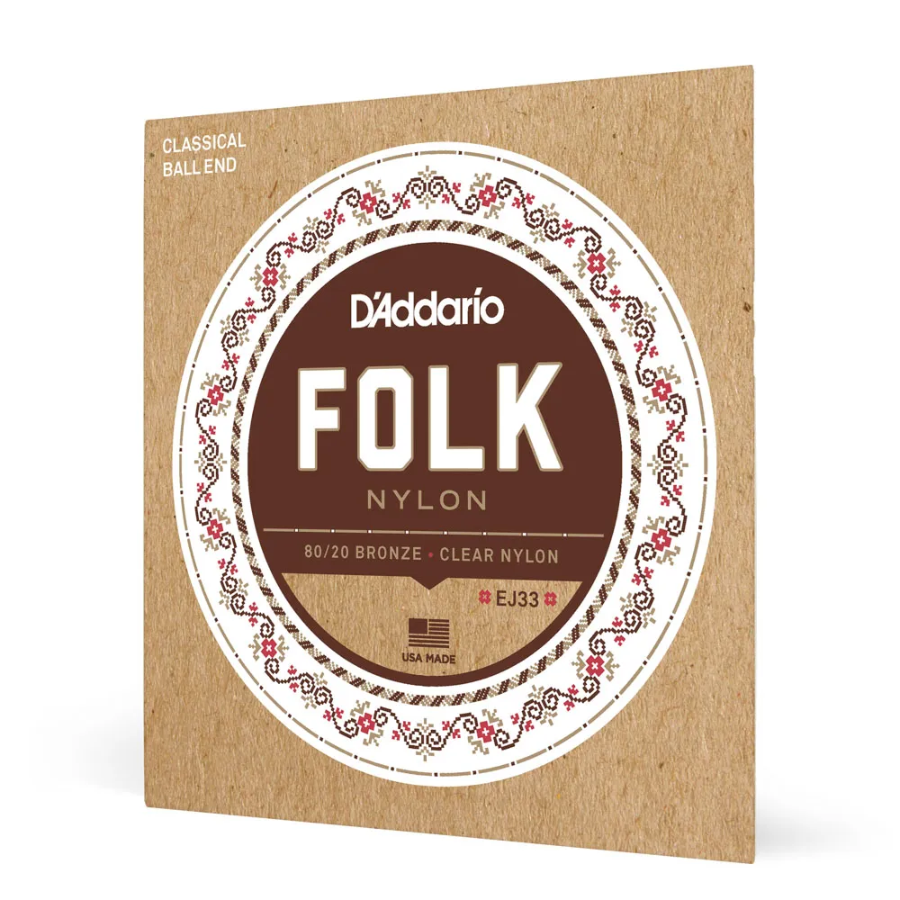 Encordoamento Violao Nylon Daddario EJ33 Folk Bolinha Extra Pesada