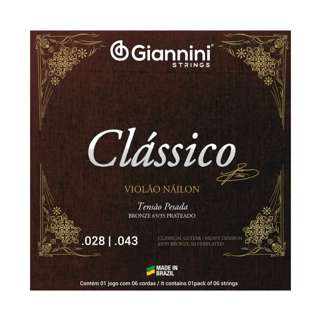 [13000] Encordoamento Violao Nylon Giannini Classico GENWPA Tensao Pesada
