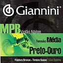 [15398] Encordoamento Violao Nylon Giannini MPB GENWBG Tensao Media Preto Ouro