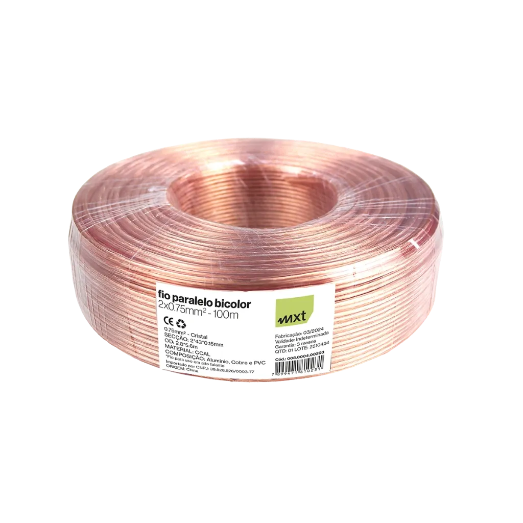 Fio Bic MXT 2x0,75mm Cristal Paralelo 8.4.203