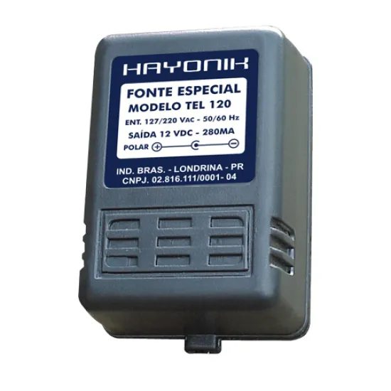 [11258] Fonte Hayonik 12V 280ma Tel 120 Telefone Cobra Un