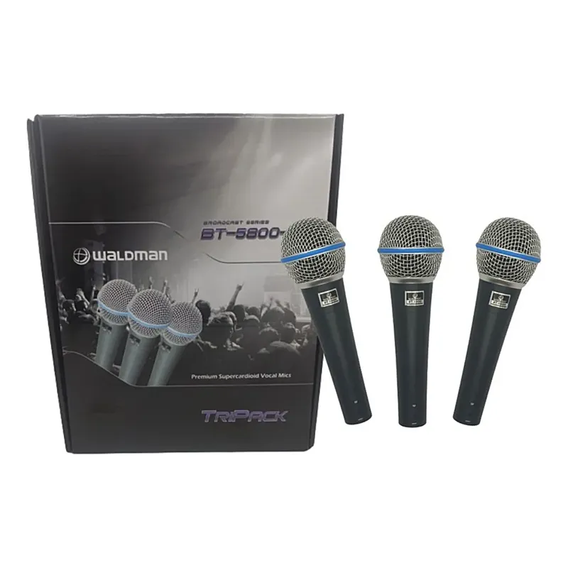 Kit 3 Microfones Waldman BT-5800 Com Fio Sem Cachimbo e Cabo