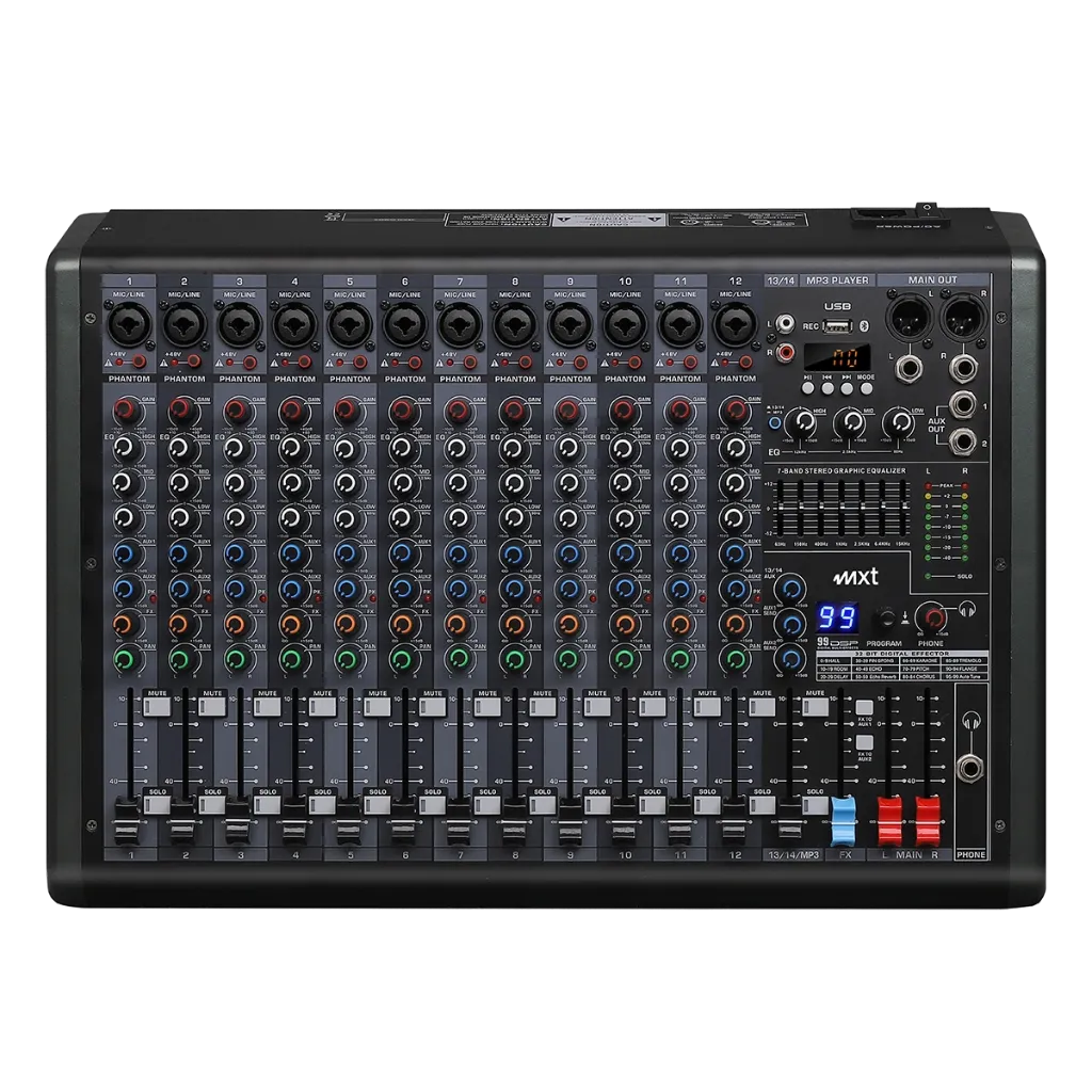 Mesa de Som MXT MX-Solo2UX13 13 Canais 2UX USB Bluetooth Phanton Power Interface Digital