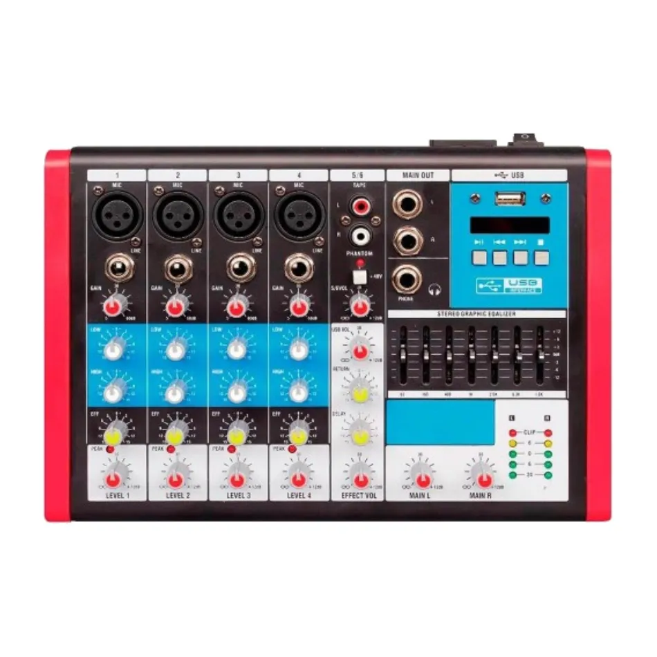 [25592] Mesa de Som SoundVoice MC6 EUX 6 Canais Com Interface USB Bluetooth Phantom Power Efeitos 