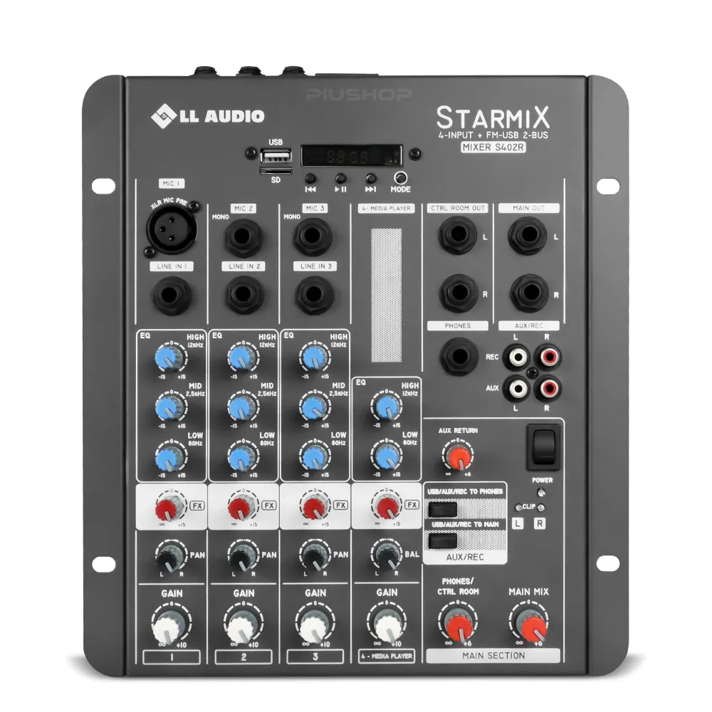 [25168] Mesa de Som Starmix S402R 4 Canais