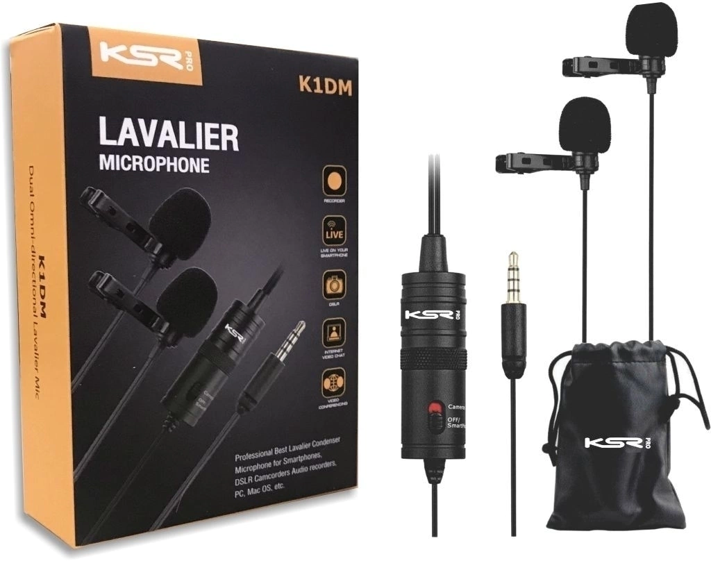 [24900] Microfone Com Fio Ksr Pro K1dm Duplo Lapela Omnidirecional